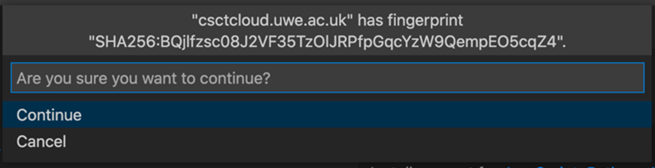 Confirm server fingerprint