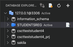 Databases in the explorer window